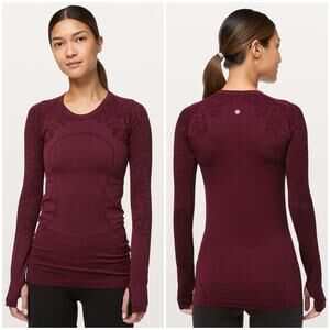 Lululemon Swiftly Tech Long Sleeve Crew 12 *Original Fit Deep Ruby Red Floral